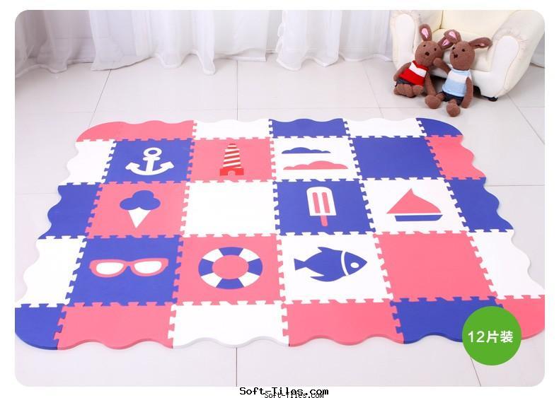 Non-toxic Children puzzle mat with rails design