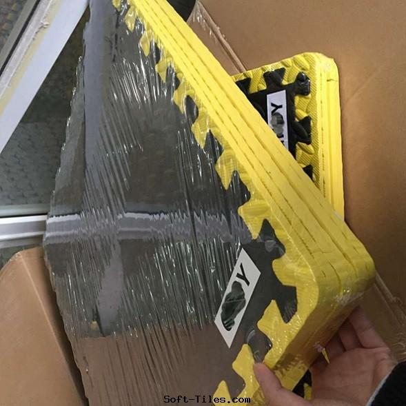 Garage Foam Flooring with Yellow Borders